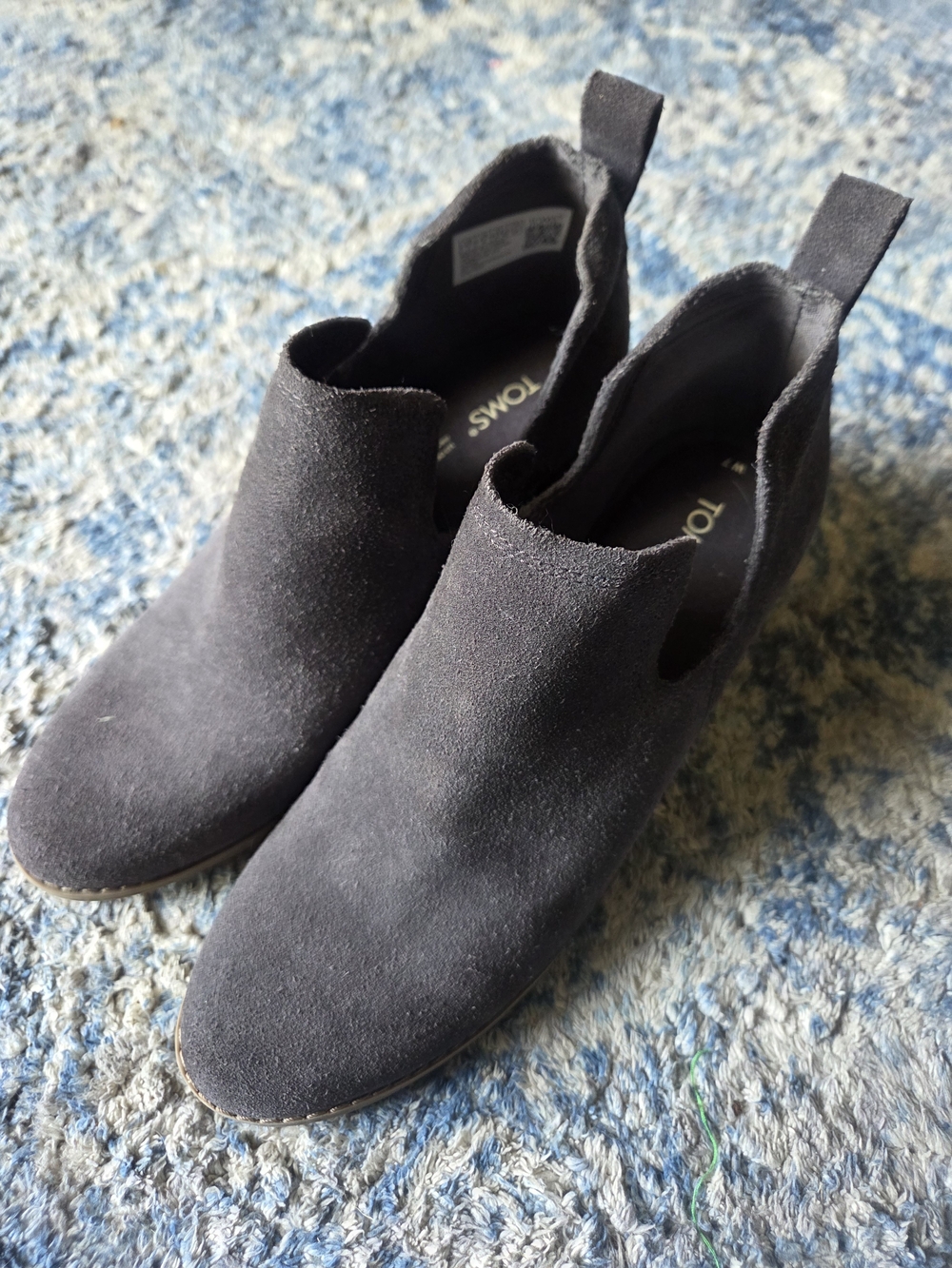 TOMS Gray Suede Slip-On Ankle Booties